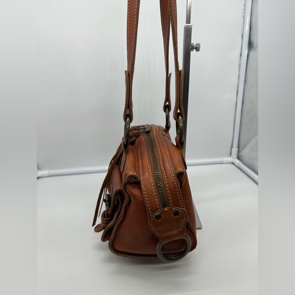 ROOTS VINTAGE Cognac Brown Leather Mini Emily Tassel Double Handles Shoulder Bag - Picture 8 of 16